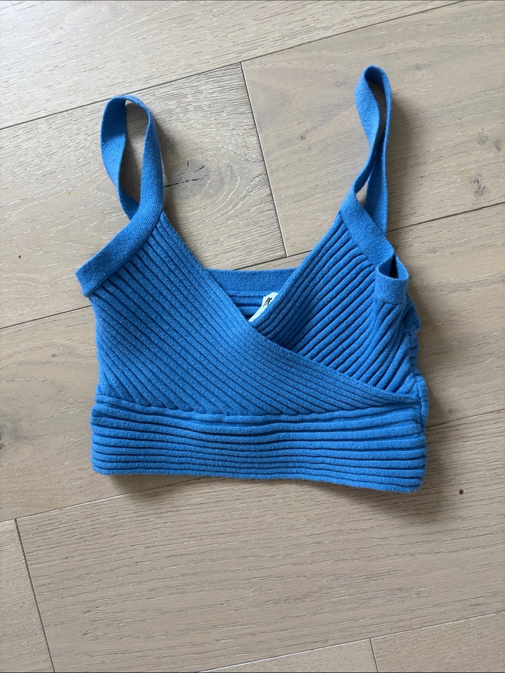 Princess Polly Blue Ribbed V-neck Crop Top tank